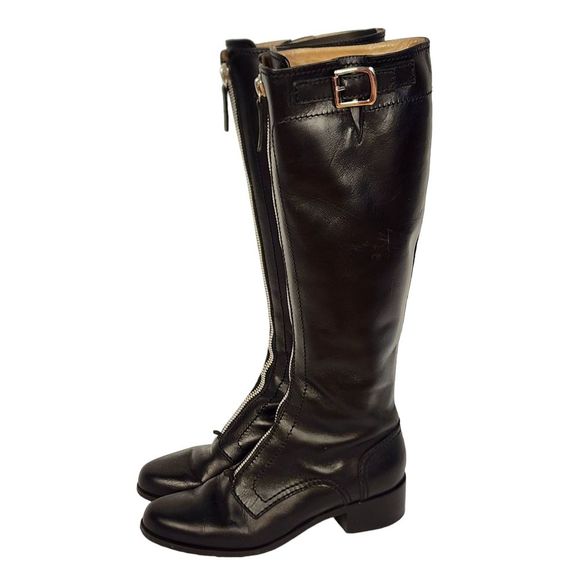 Proenza Schouler Zippered Tall Black Leather Boots - Picture 4 of 10
